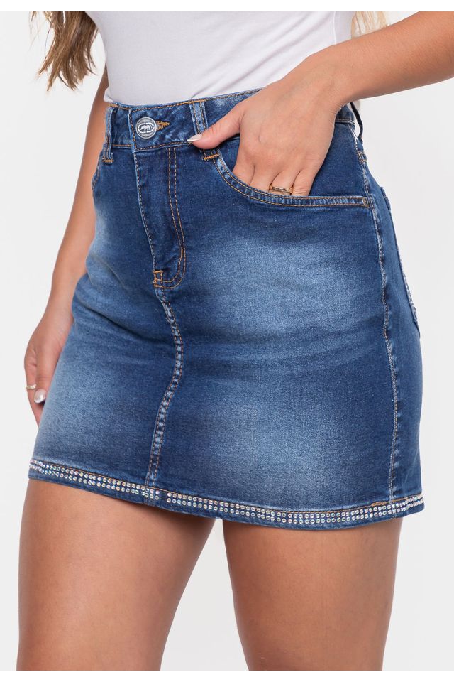 Saia-Ecko-Mini-Feminina-Jeans-Azul