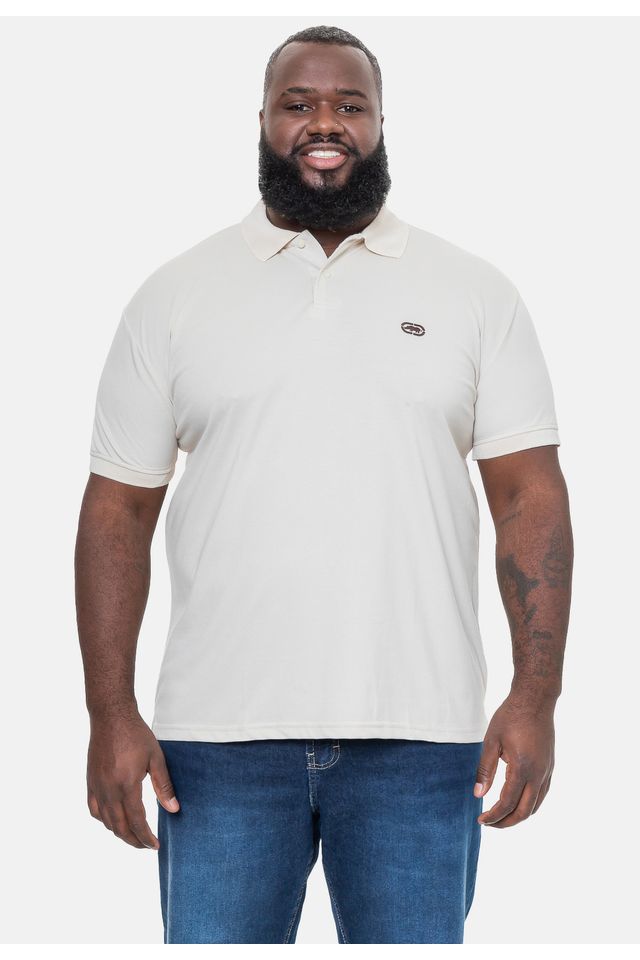 Camisa-Ecko-Polo-Piquet-Plus-Size-Masculina-Areia