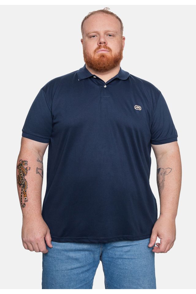 Camisa-Ecko-Polo-Piquet-Plus-Size-Masculina-Azul-Marinho