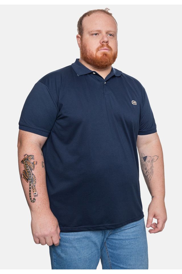 Camisa-Ecko-Polo-Piquet-Plus-Size-Masculina-Azul-Marinho