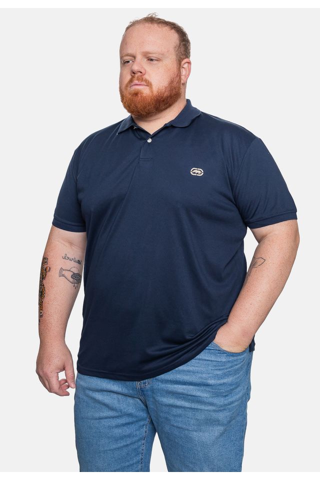 Camisa-Ecko-Polo-Piquet-Plus-Size-Masculina-Azul-Marinho