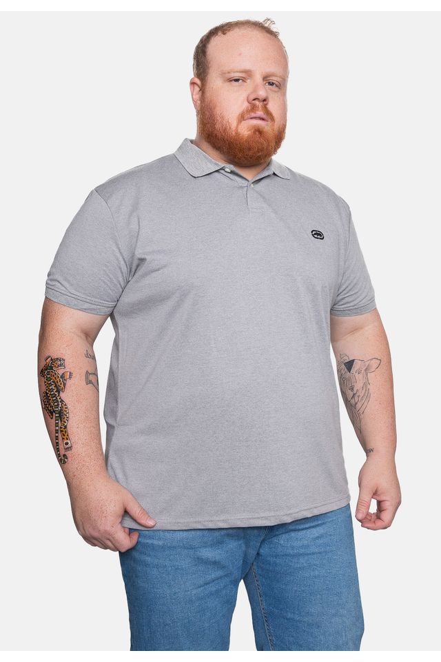 Camisa-Ecko-Polo-Piquet-Plus-Size-Masculina-Cinza-Mescla