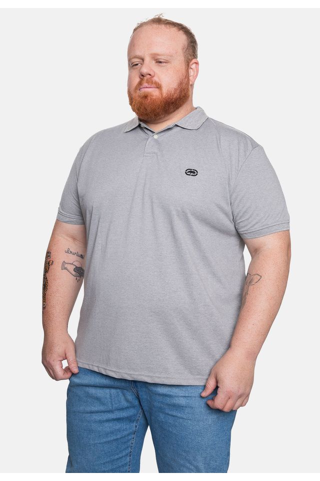 Camisa-Ecko-Polo-Piquet-Plus-Size-Masculina-Cinza-Mescla