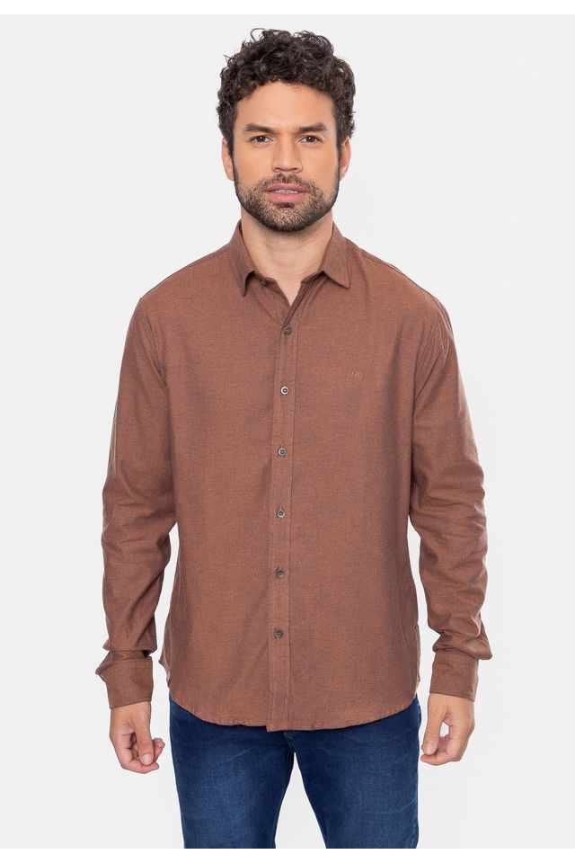 Camisa-HD-Manga-Longa-Flanelada-Lisa-Marrom-Terra Camisa-HD-Manga-Longa-Flanelada-Lisa-Marrom-Terra