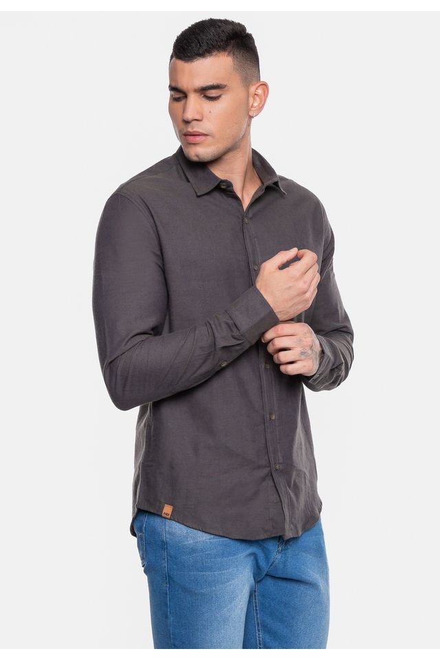 Camisa-HD-Manga-Longa-Flanelada-Lisa-Chumbo