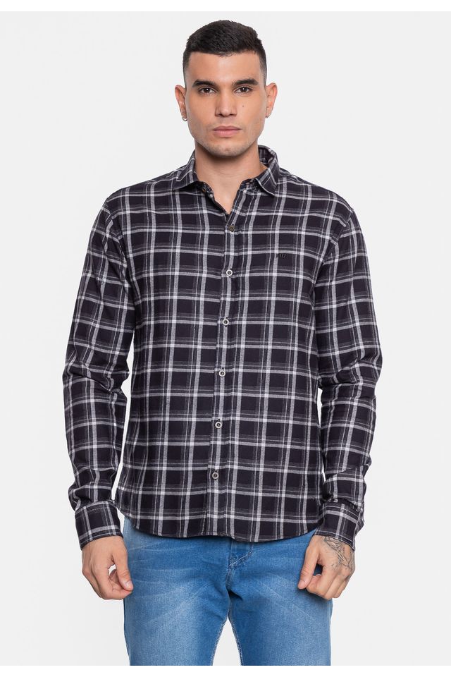 Camisa-HD-Manga-Longa-Flanelada-Xadrez-Preta Camisa-HD-Manga-Longa-Flanelada-Xadrez-Preta