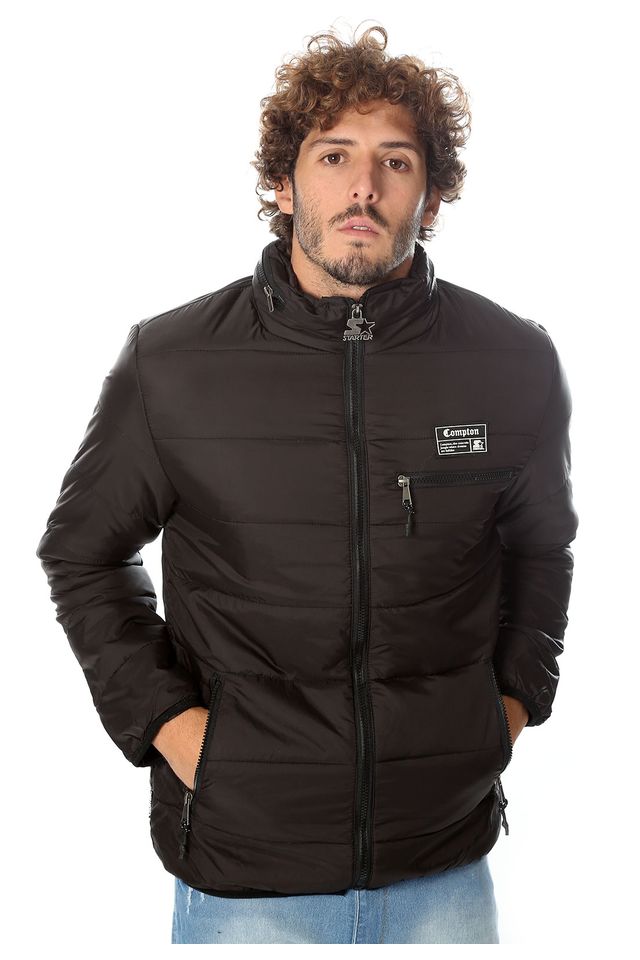 Jaqueta-Starter-Bomber-Aberta-Compton-Preta