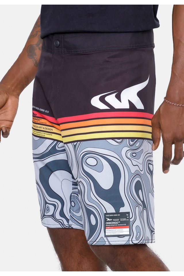 Boardshort-Onbongo-Funny-Preto-Com-Cinza