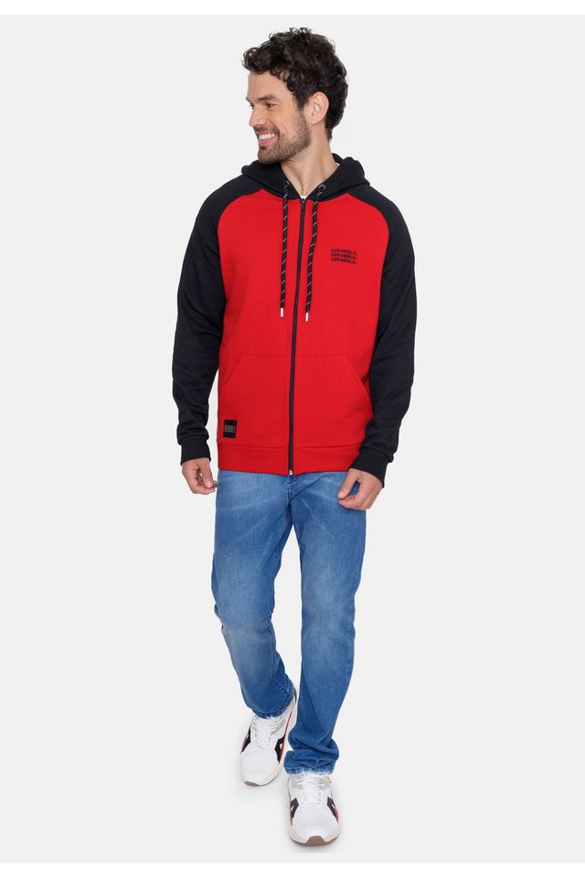 Moletom-Oneill-Aberto-Raglan-Com-Capuz-Vermelho