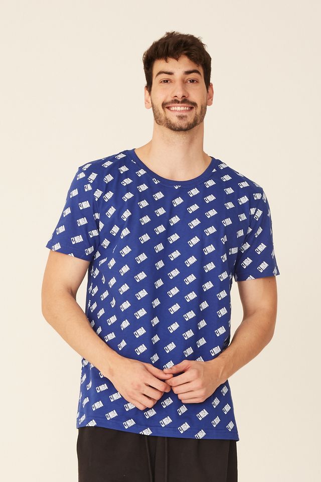 Camiseta-NBA-Estampada-Mini-Logo-Casual-Azul
