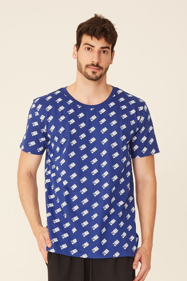 Camiseta-NBA-Estampada-Mini-Logo-Casual-Azul