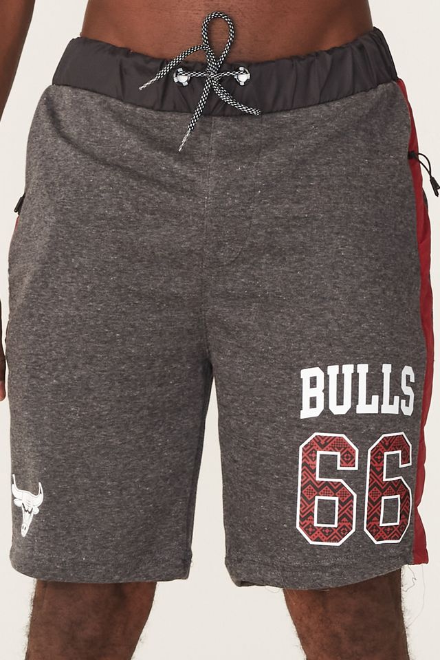 Bermuda-NBA-Moletom-Chicago-Bulls-Preta-Mescla