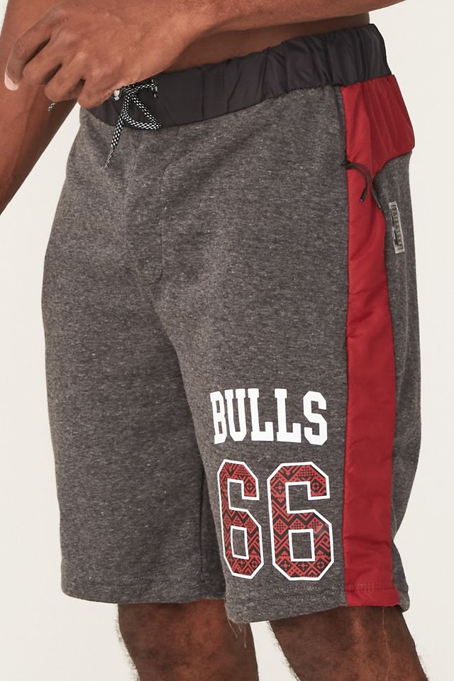Bermuda-NBA-Moletom-Chicago-Bulls-Preta-Mescla
