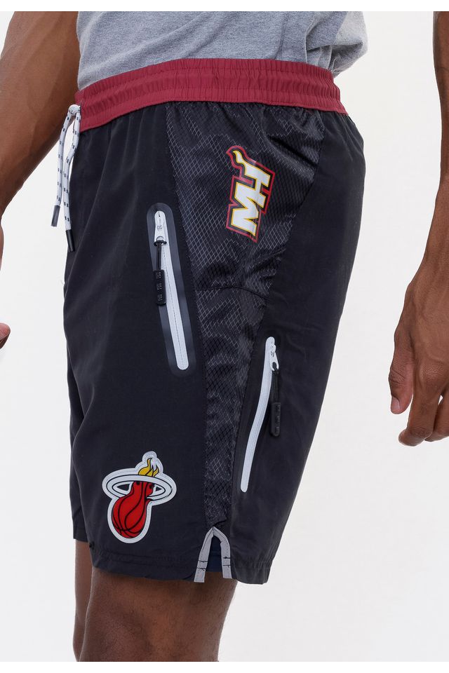 Shorts-NBA-Volley-Miami-Heat-Preto