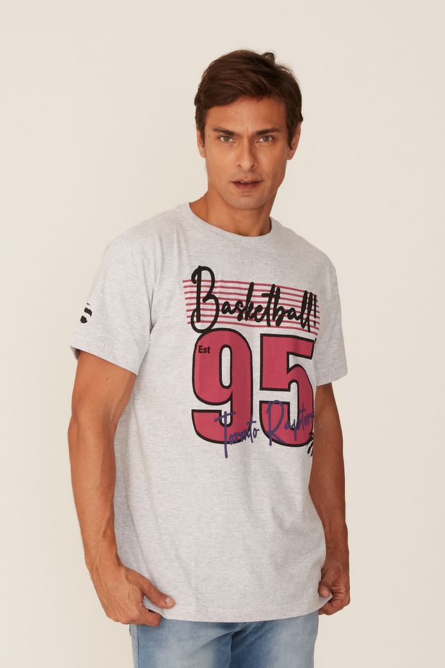 Camiseta-NBA-Estampada-Toronto-Raptors-Casual-Cinza-Mescla