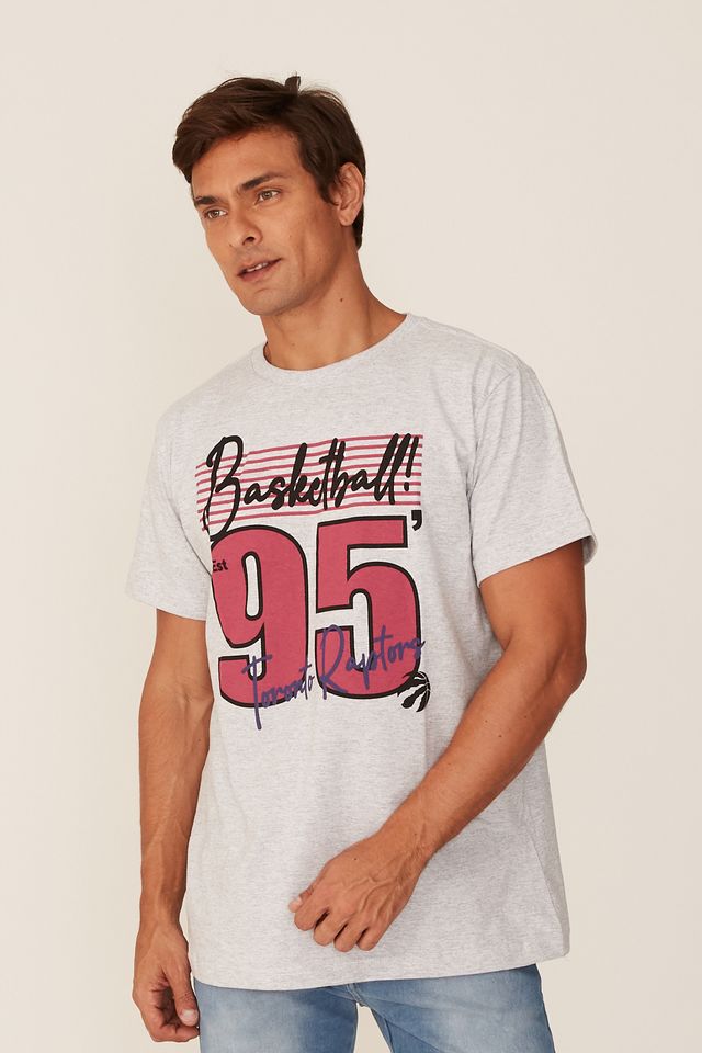 Camiseta-NBA-Estampada-Toronto-Raptors-Casual-Cinza-Mescla