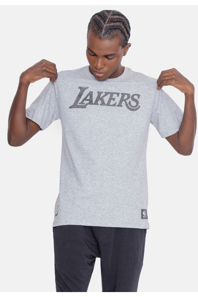 Camiseta-NBA-Estampada-Los-Angeles-Lakers-Cinza-Mescla