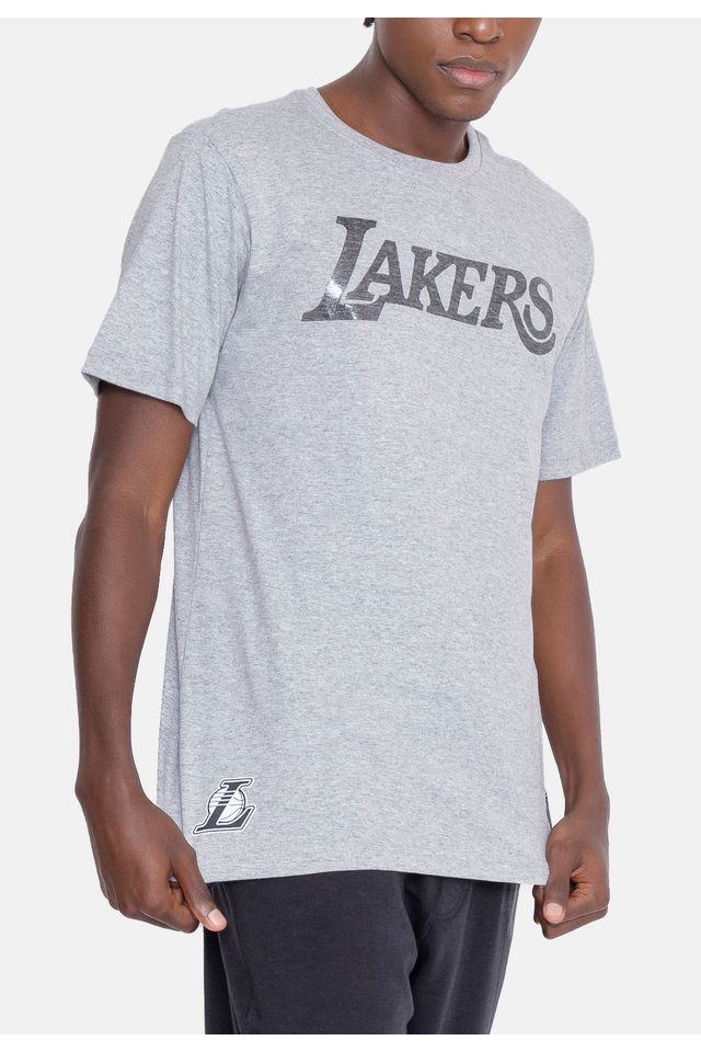 Camiseta-NBA-Estampada-Los-Angeles-Lakers-Cinza-Mescla