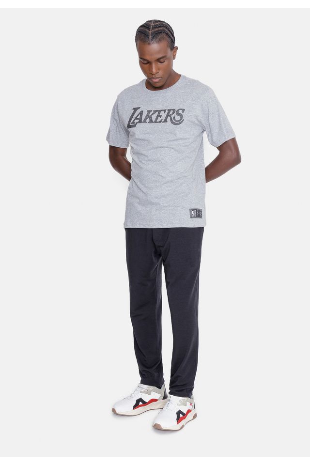 Camiseta-NBA-Estampada-Los-Angeles-Lakers-Cinza-Mescla