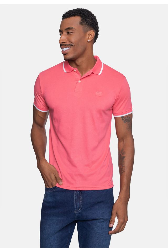 Camisa-Polo-Ecko-Piquet-Masculina-Rosa-Coral