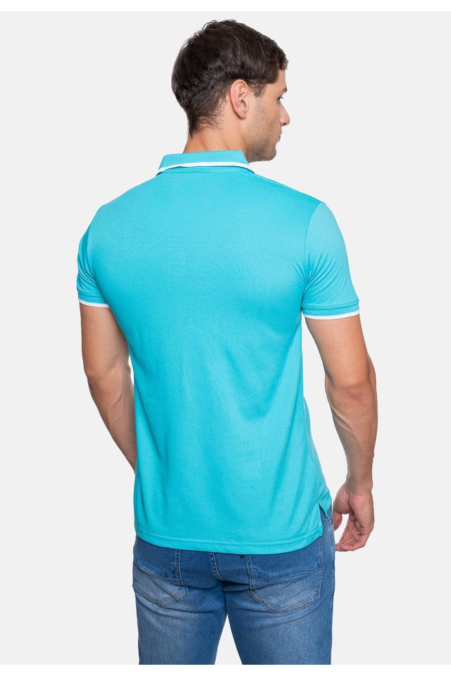 Camisa-Polo-Ecko-Piquet-Masculina-Azul-Turquesa