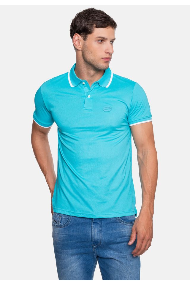 Camisa-Polo-Ecko-Piquet-Masculina-Azul-Turquesa