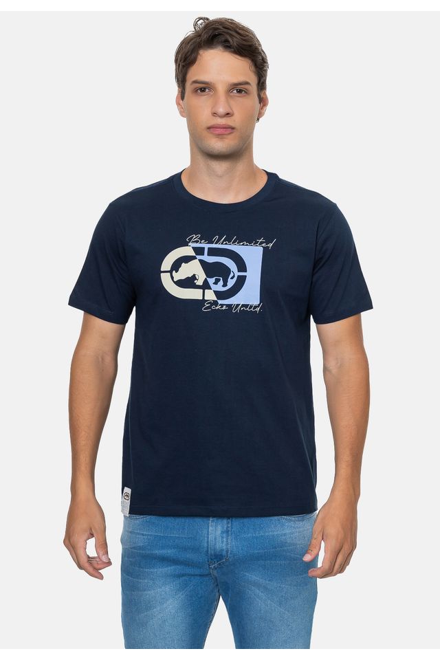 Camiseta-Ecko-Estampada-Azul-Marinho