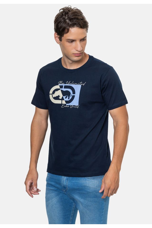 Camiseta-Ecko-Estampada-Azul-Marinho