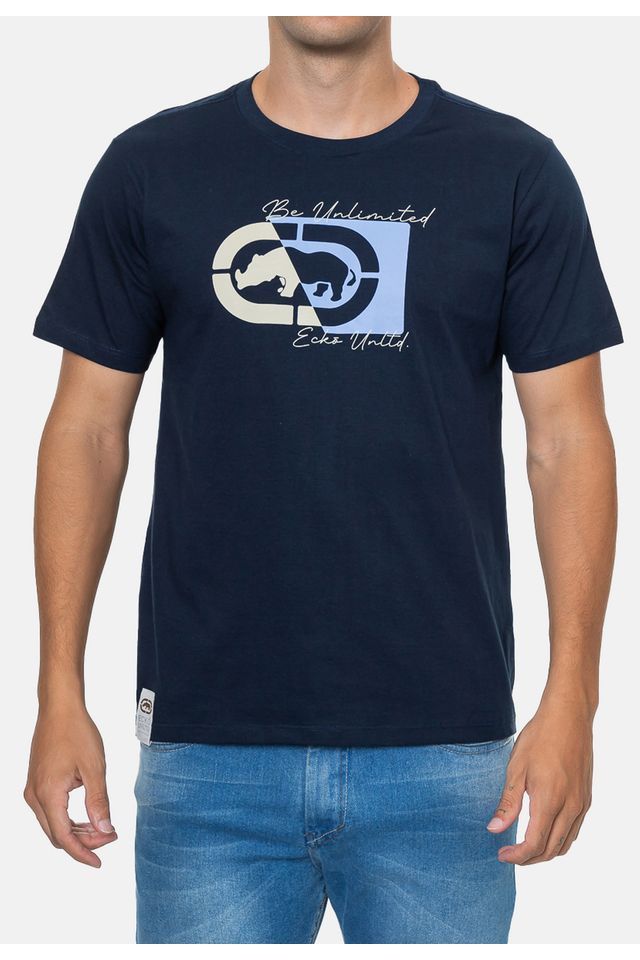 Camiseta-Ecko-Estampada-Azul-Marinho