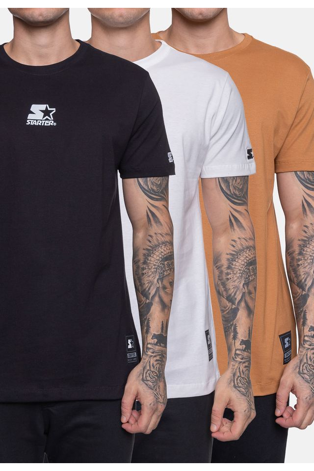 Camiseta-Starter-Tripack-Logo-Preta-Branca-e-Marrom