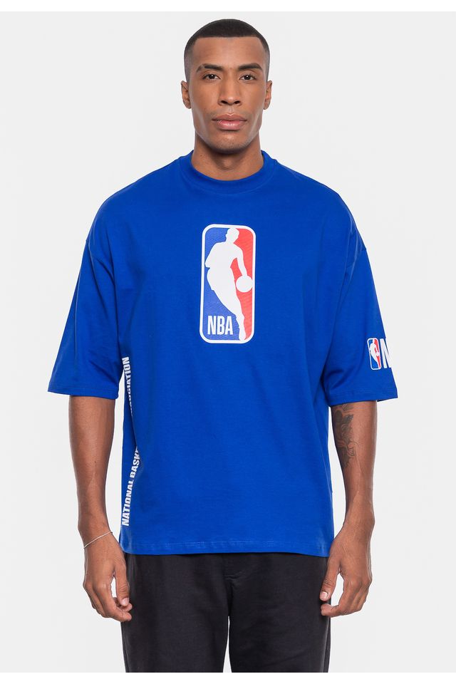 Camiseta-NBA-Masculina-Oversized-Logoman-Azul-Royal