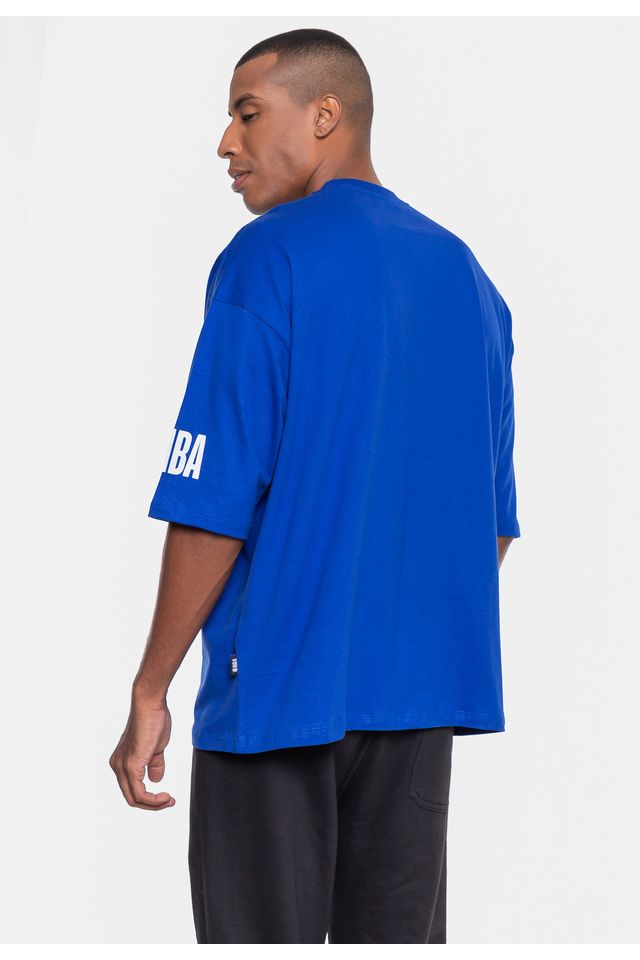 Camiseta-NBA-Masculina-Oversized-Logoman-Azul-Royal