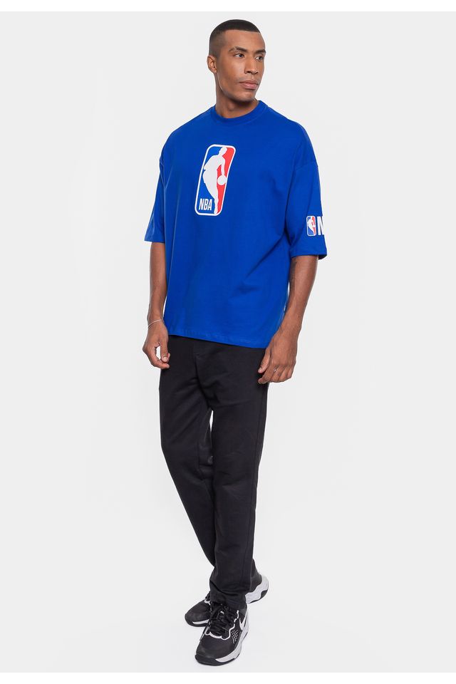 Camiseta-NBA-Masculina-Oversized-Logoman-Azul-Royal