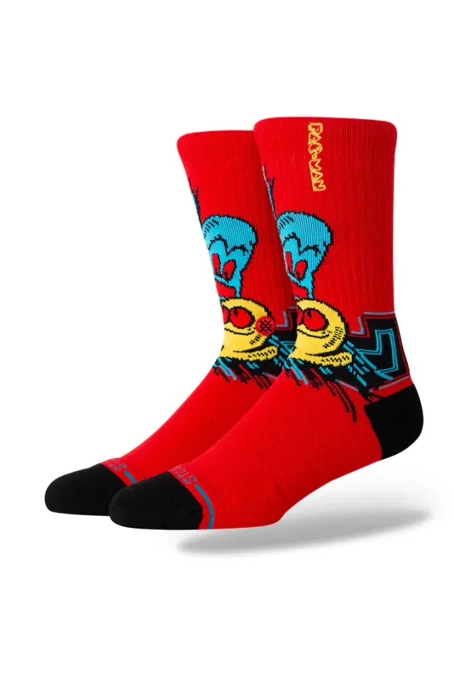 Meia-Stance-Collab-PacMan-Waka-Waka-Waka-Vermelha
