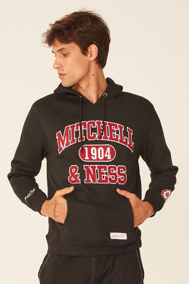 Moletom-Mitchell---Ness-Fechado-Com-Capuz-Branded-Preto