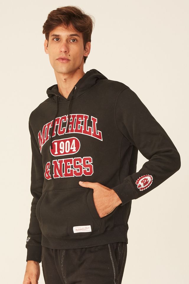 Moletom-Mitchell---Ness-Fechado-Com-Capuz-Branded-Preto