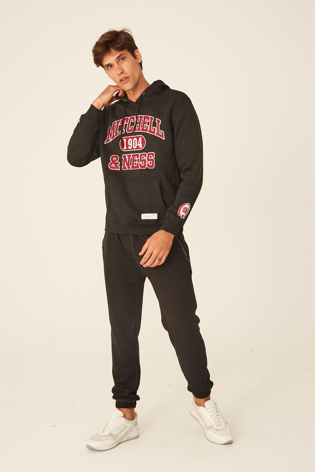 Moletom-Mitchell---Ness-Fechado-Com-Capuz-Branded-Preto