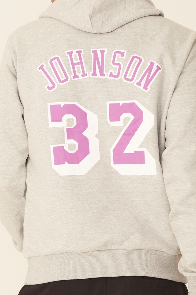 Moletom-Mitchell---Ness-Fechado-Com-Capuz-Los-Angeles-Lakers-Magic-Johnson-Cinza-Mescla