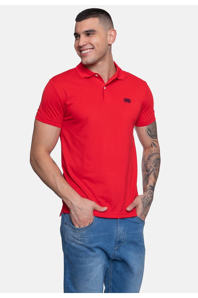 Camisa-Polo-Ecko-Piquet-Masculina-Vermelha