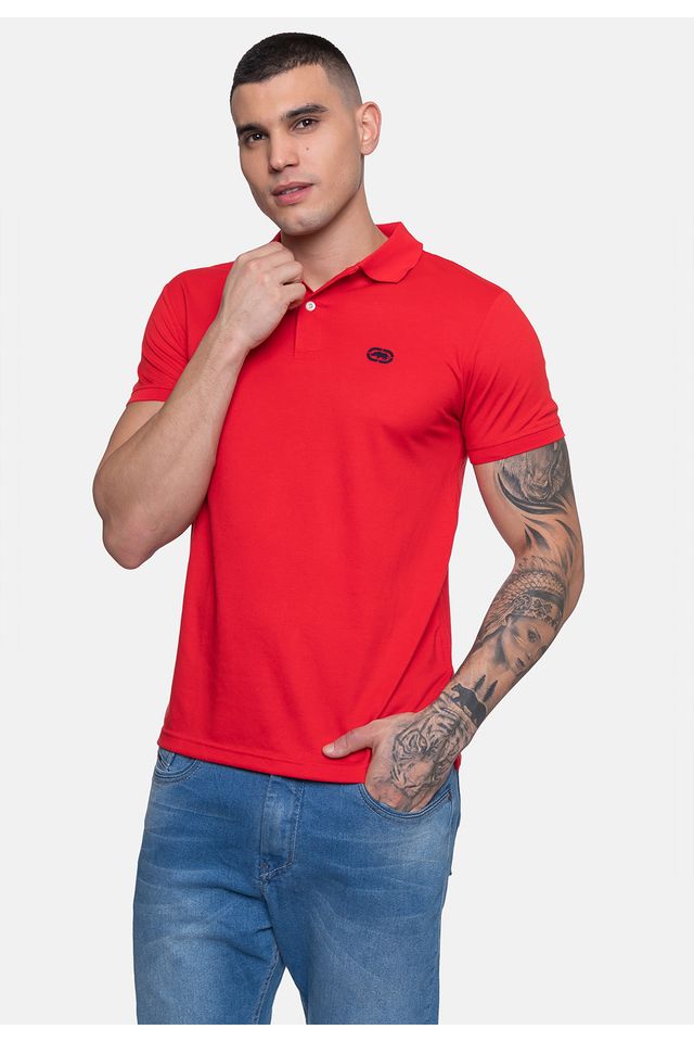Camisa-Polo-Ecko-Piquet-Masculina-Vermelha