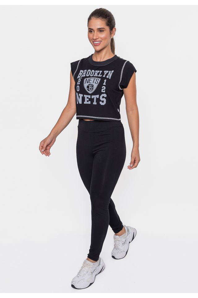 Cropped-NBA-Feminino-College-Brooklyn-Nets-Preto