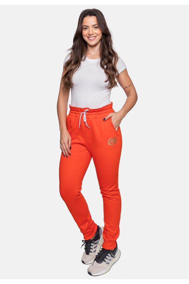 Calca-Ecko-Moletom-Feminino-Foil-Laranja