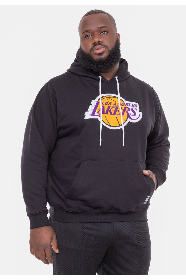 Moletom-NBA-Plus-Size-Feltro-Logo-Los-Angeles-Lakers-Preto