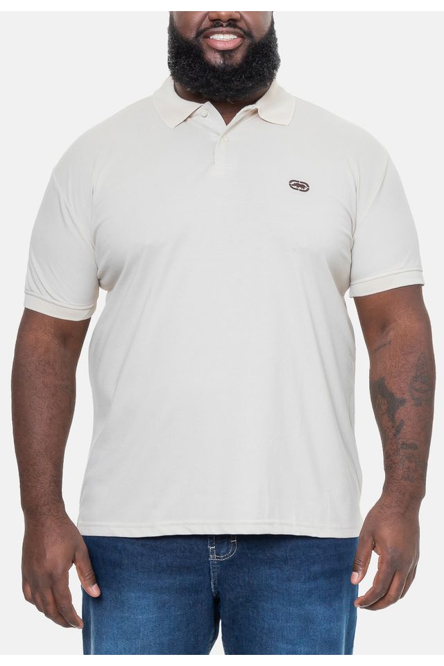 Camisa-Ecko-Polo-Piquet-Plus-Size-Masculina-Areia