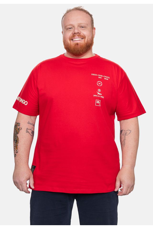 Camiseta-Onbongo-Plus-Size-Masculina-Estampada-Vermelha-Dalia