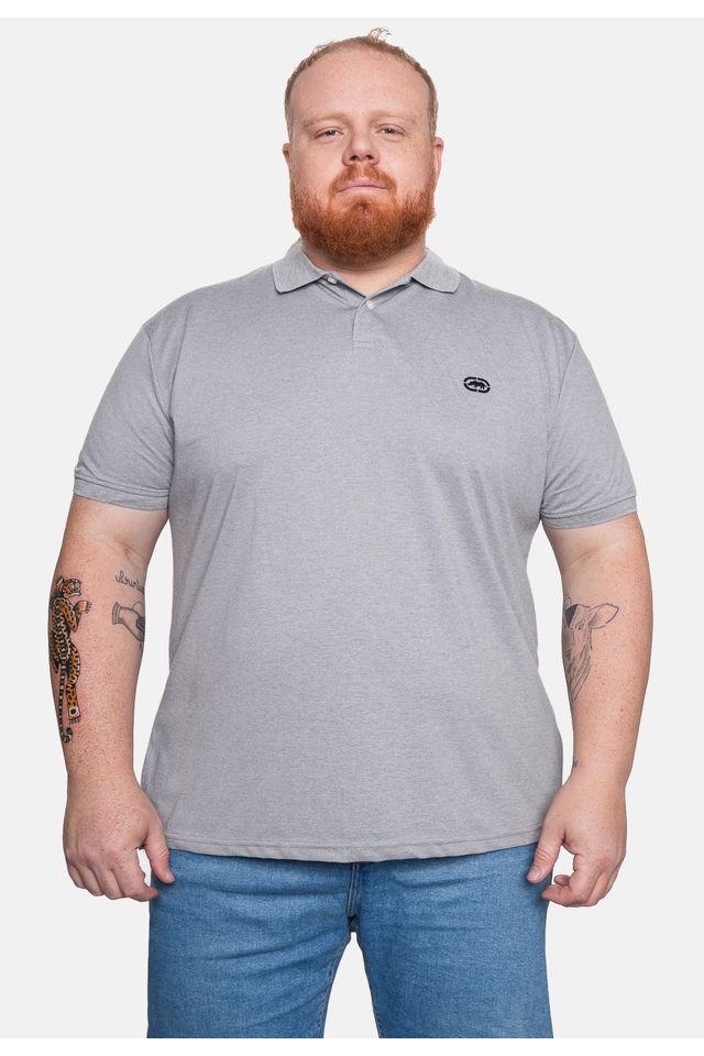 Camisa-Ecko-Polo-Piquet-Plus-Size-Masculina-Cinza-Mescla