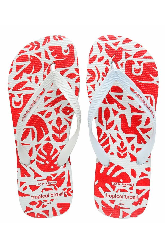 Chinelo-Tropical-Brasil-Ilustracao-Flip-Flop-Branco-Com-Vemelho Chinelo-Tropical-Brasil-Ilustracao-Flip-Flop-Branco-Com-Vemelho