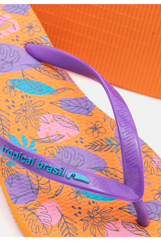 Chinelo-Tropical-Brasil-Estampado-Slim-Laranja-com-Roxo Chinelo-Tropical-Brasil-Estampado-Slim-Laranja-com-Roxo