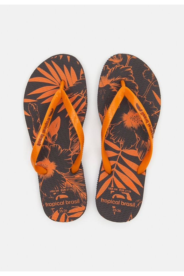 Chinelo-Tropical-Brasil-Estampado-Slim-Marrom