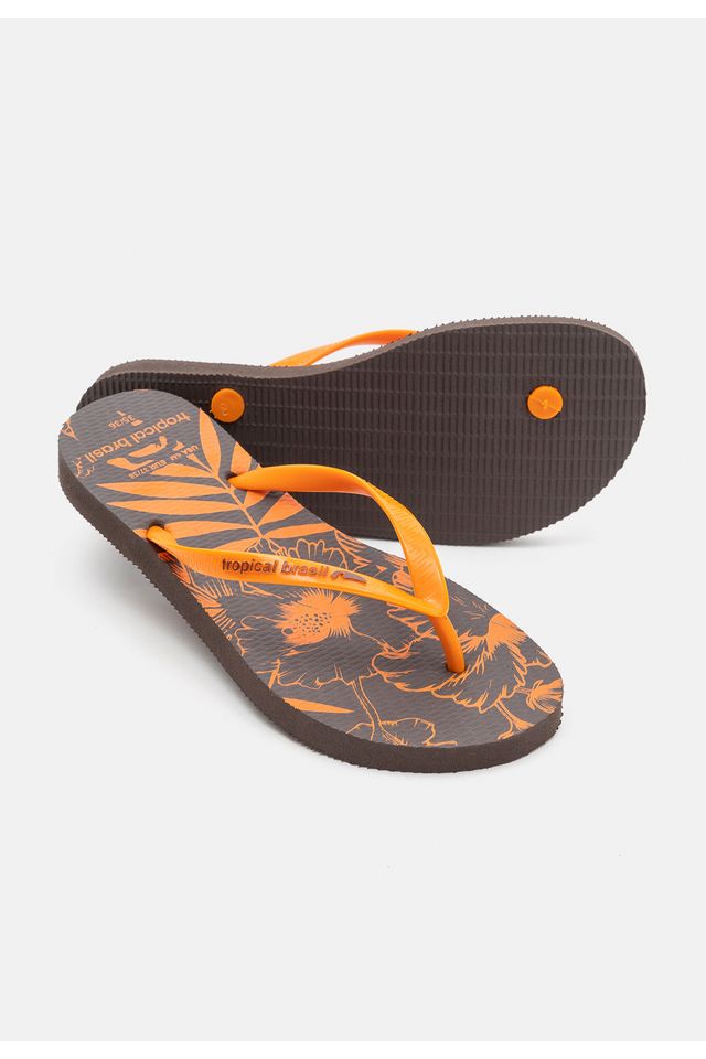 Chinelo-Tropical-Brasil-Estampado-Slim-Marrom